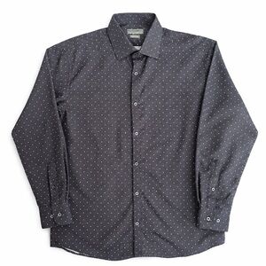 Black Label by Ruffini Italian Black Polka Dot Dress Shirt